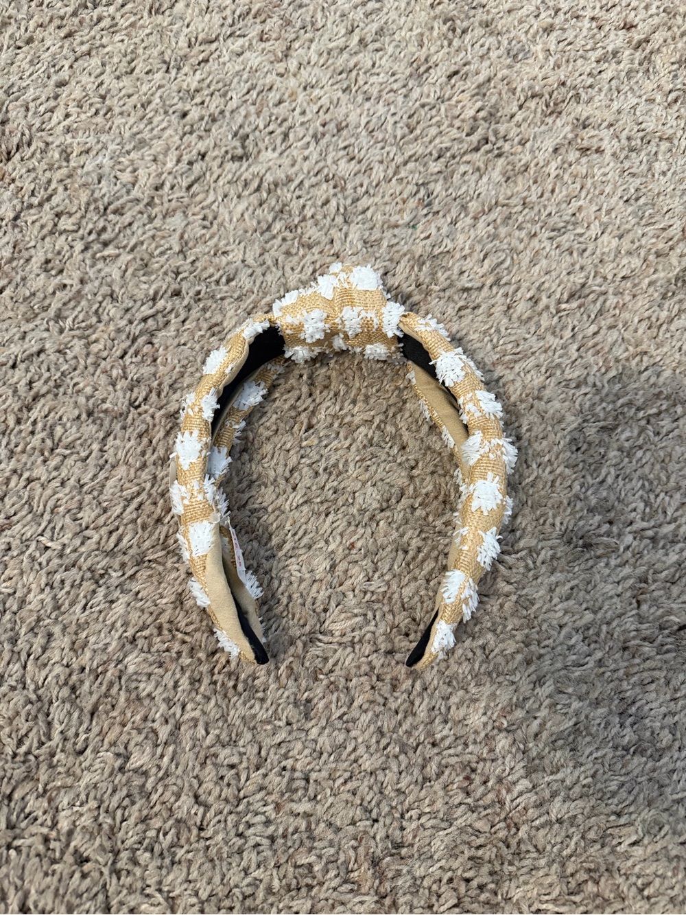 Anthropologie Textured Beige and White Knot Headband